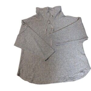 Max Studio London Gray Marled Knit Tunic Cowl Neck Pullover 1X Oversized